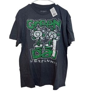 Green Day Kerplunk! Band T-Shirt Mens Large Charcoal Grey Flower Graphic New